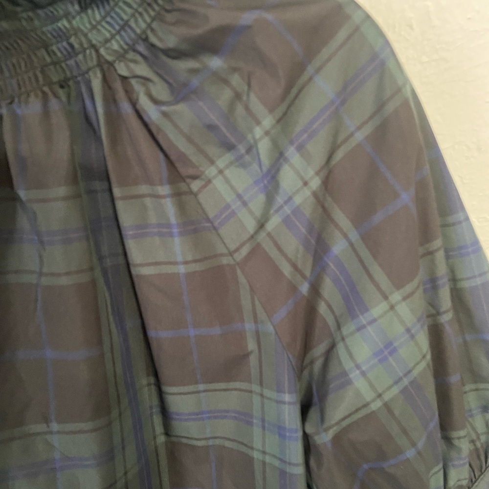 Antonio Melani Plaid Ruffle Neck Women's Top - Picture 6 of 7